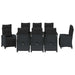 Set de masă pentru grădină cu pernă 9 pcs Negru poliratan - WALTI WALTI