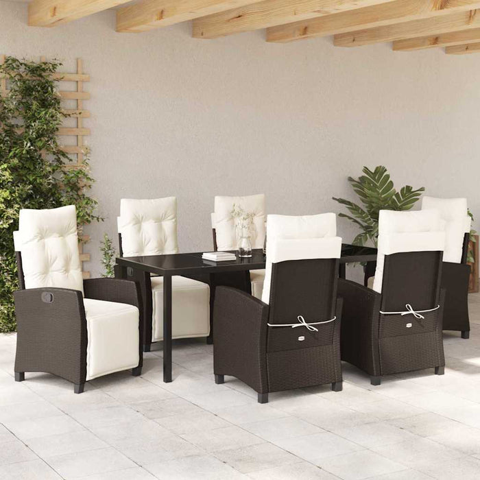 Set de masă pentru grădină cu pernă 7 pcs Maro poliratan - WALTI WALTI