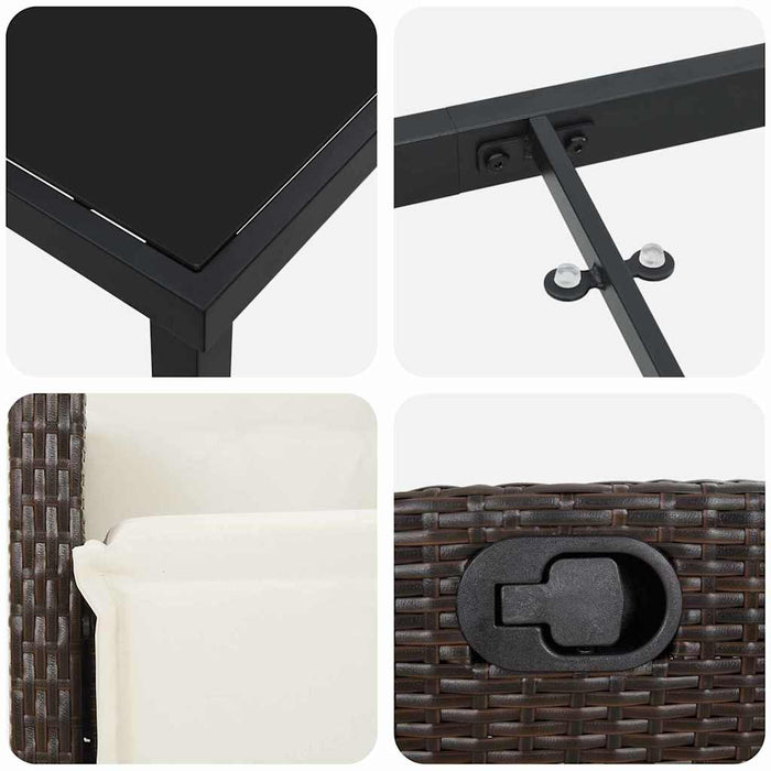 Set de masă pentru grădină cu pernă 9 pcs Maro poliratan - WALTI WALTI