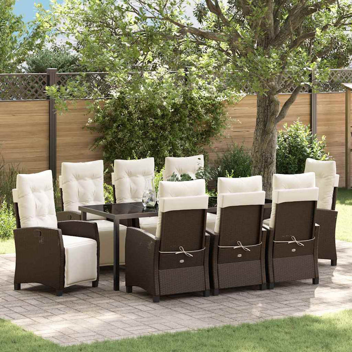 Set de masă pentru grădină cu pernă 9 pcs Maro poliratan - WALTI WALTI
