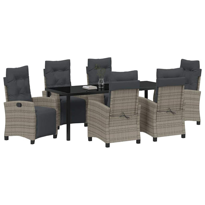 Set de masă pentru grădină cu pernă 7 pcs Gri poliratan - WALTI WALTI