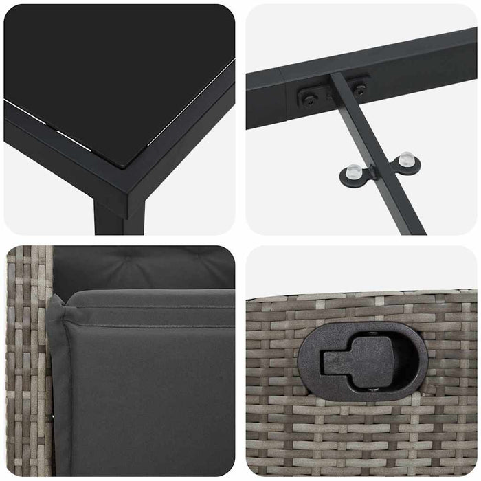 Set de masă pentru grădină cu pernă 9 pcs Gri poliratan - WALTI WALTI