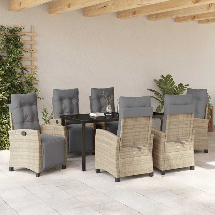 Set de masă pentru grădină cu pernă 7 pcs Bej poliratan - WALTI WALTI