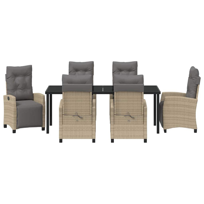 Set de masă pentru grădină cu pernă 7 pcs Bej poliratan - WALTI WALTI