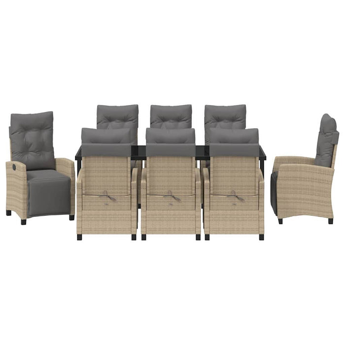 Set de masă pentru grădină cu pernă 9 pcs Bej poliratan - WALTI WALTI