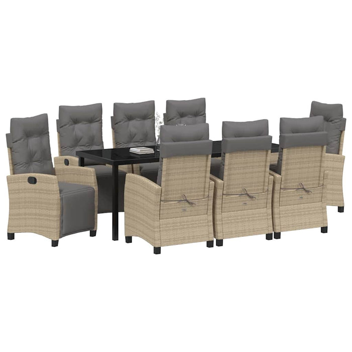 Set de masă pentru grădină cu pernă 9 pcs Bej poliratan - WALTI WALTI