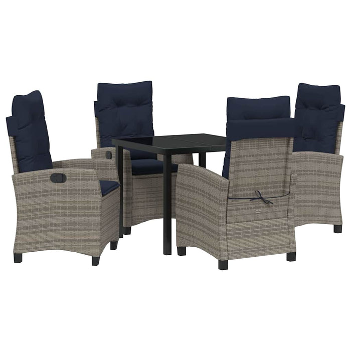 Set de masă pentru grădină cu pernă 5 pcs Gri poliratan WALTI