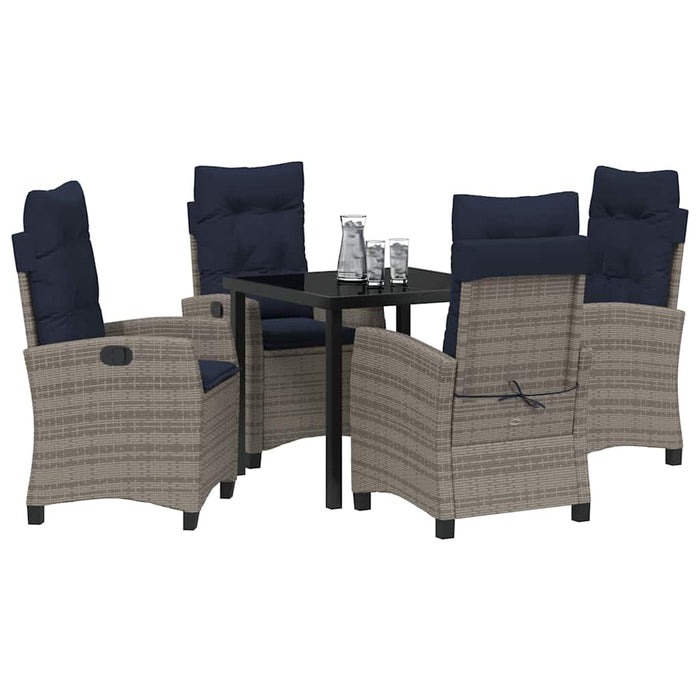 Set de masă pentru grădină cu pernă 5 pcs Gri poliratan WALTI