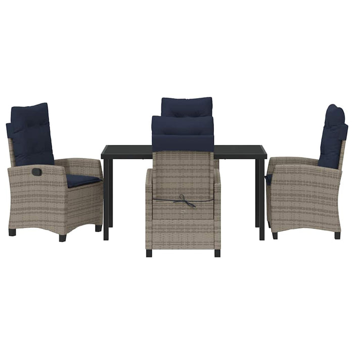 Set de masă pentru grădină cu pernă 5 pcs Gri poliratan - WALTI WALTI