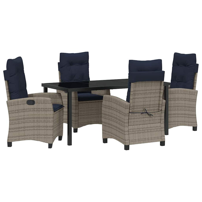 Set de masă pentru grădină cu pernă 5 pcs Gri poliratan WALTI