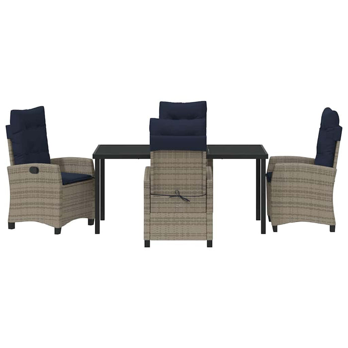 Set de masă pentru grădină cu pernă 5 pcs Gri poliratan WALTI