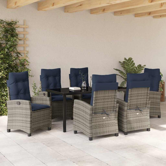 Set de masă pentru grădină cu pernă 7 pcs Gri poliratan WALTI