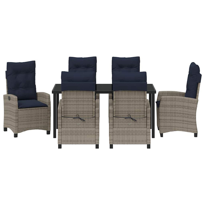 Set de masă pentru grădină cu pernă 7 pcs Gri poliratan WALTI