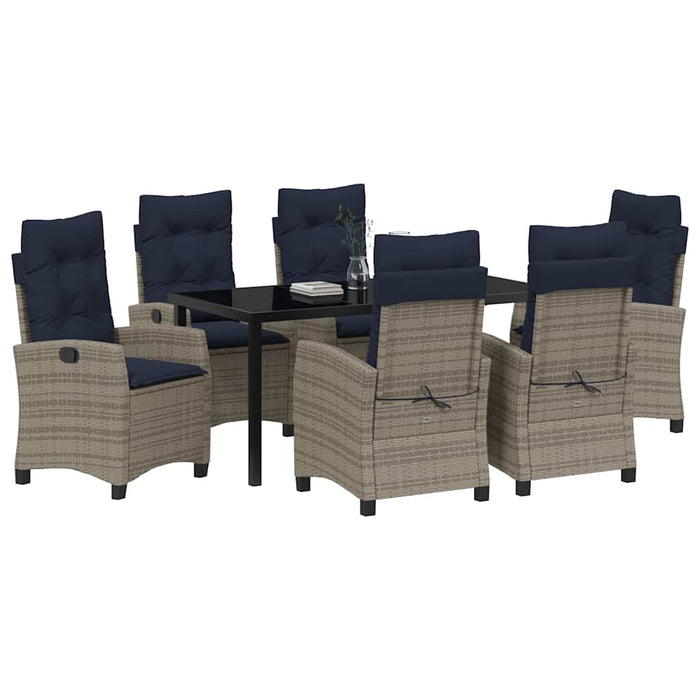 Set de masă pentru grădină cu pernă 7 pcs Gri poliratan WALTI