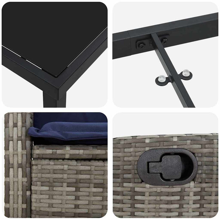 Set de masă pentru grădină cu pernă 7 pcs Gri poliratan - WALTI WALTI