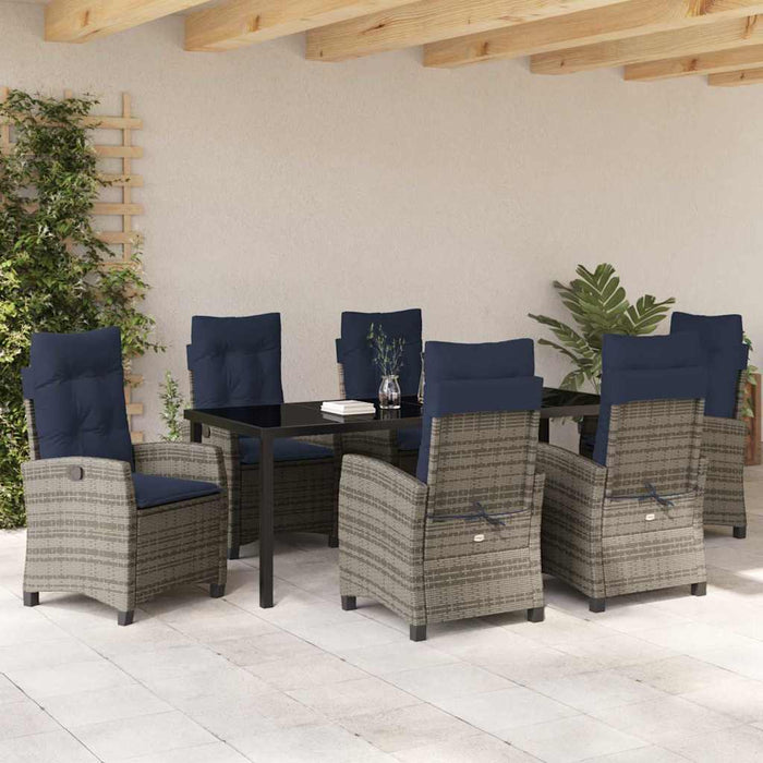 Set de masă pentru grădină cu pernă 7 pcs Gri poliratan - WALTI WALTI