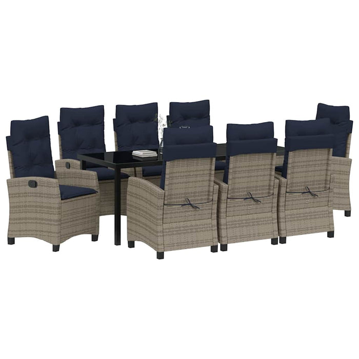 Set de masă pentru grădină cu pernă 9 pcs Gri poliratan - WALTI WALTI
