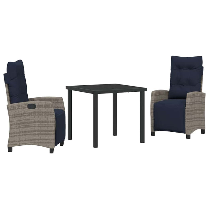 Set de masă pentru grădină cu pernă 3 pcs Gri poliratan - WALTI WALTI