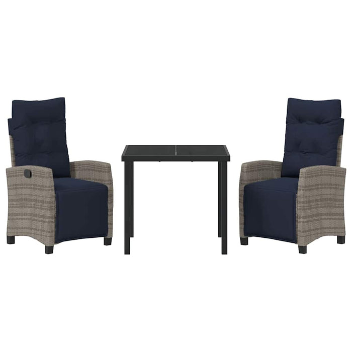 Set de masă pentru grădină cu pernă 3 pcs Gri poliratan - WALTI WALTI