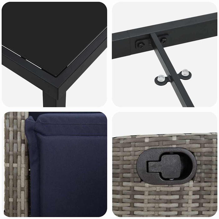 Set de masă pentru grădină cu pernă 7 pcs Gri poliratan - WALTI WALTI