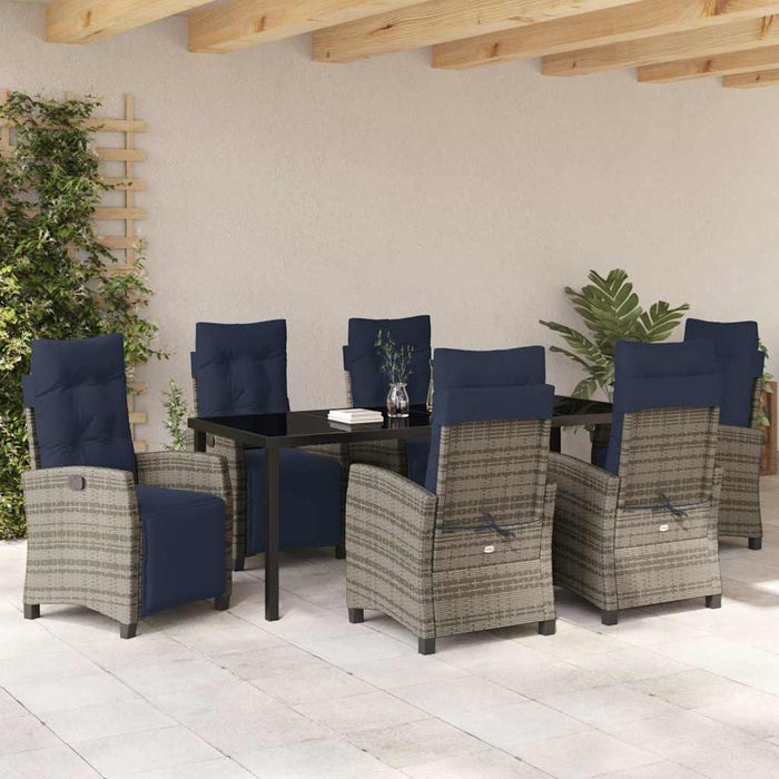 Set de masă pentru grădină cu pernă 7 pcs Gri poliratan - WALTI WALTI