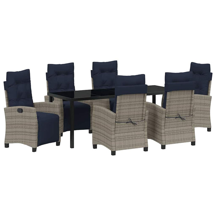 Set de masă pentru grădină cu pernă 7 pcs Gri poliratan - WALTI WALTI