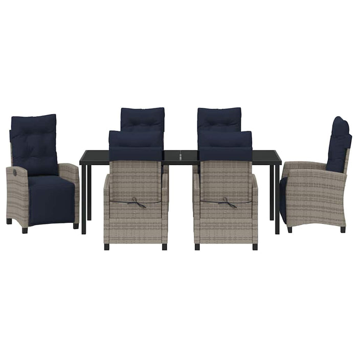 Set de masă pentru grădină cu pernă 7 pcs Gri poliratan - WALTI WALTI