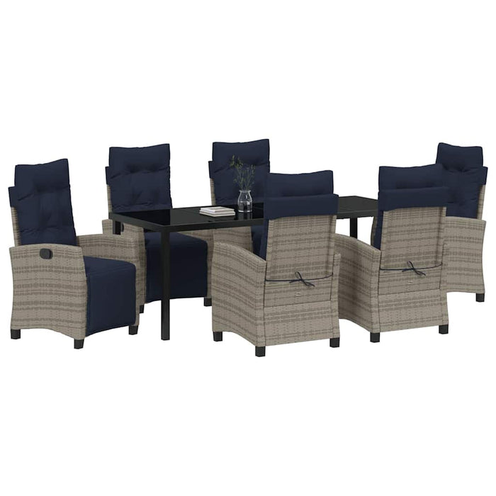 Set de masă pentru grădină cu pernă 7 pcs Gri poliratan - WALTI WALTI