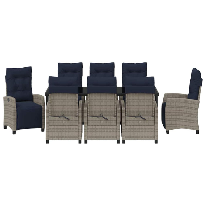 Set de masă pentru grădină cu pernă 9 pcs Gri poliratan - WALTI WALTI