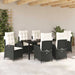 Set de masă pentru grădină cu pernă 7 pcs Negru poliratan - WALTI WALTI