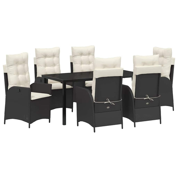 Set de masă pentru grădină cu pernă 7 pcs Negru poliratan - WALTI WALTI