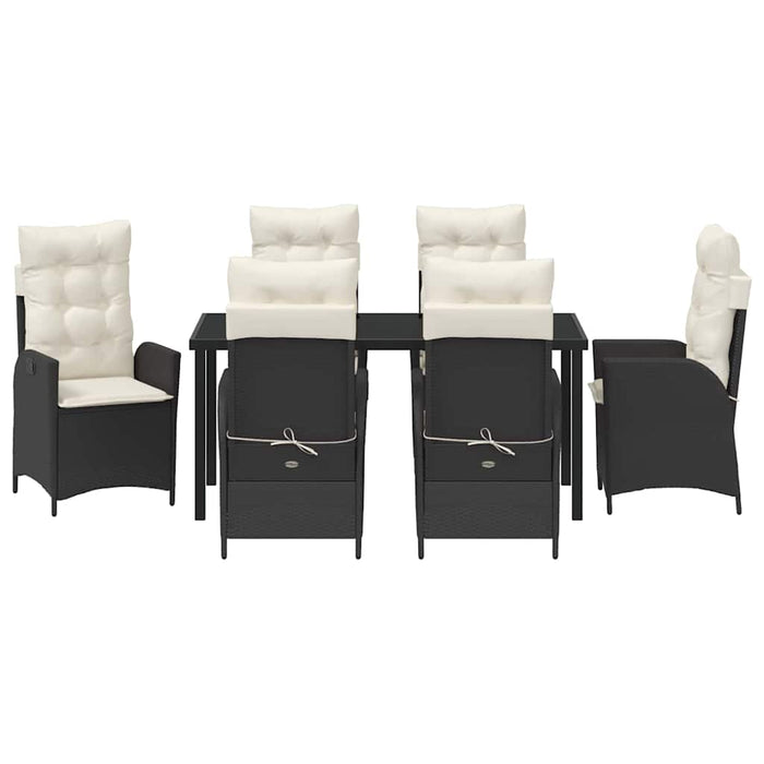 Set de masă pentru grădină cu pernă 7 pcs Negru poliratan - WALTI WALTI