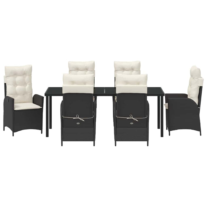 Set de masă pentru grădină cu pernă 7 pcs Negru poliratan - WALTI WALTI