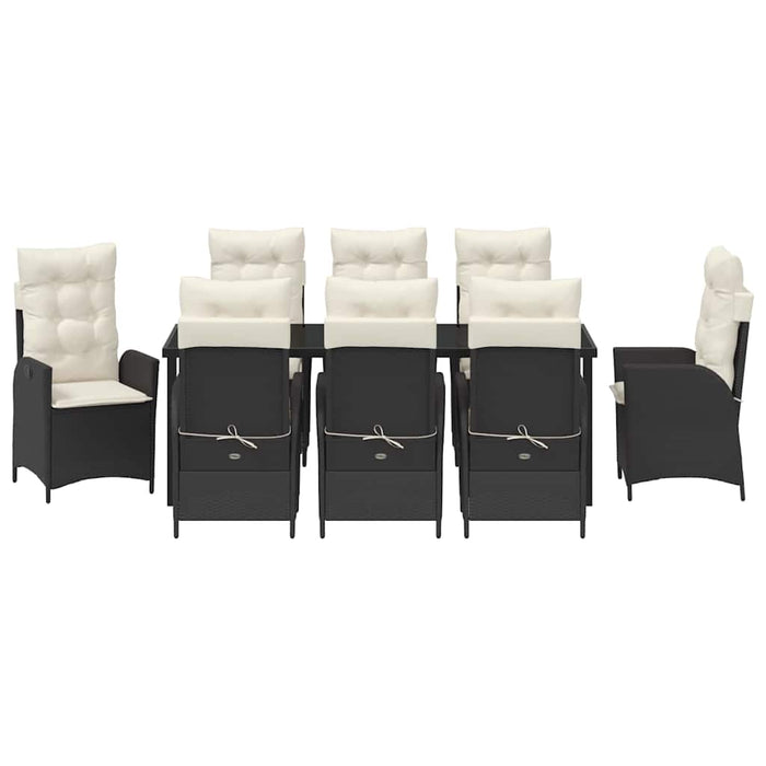 Set de masă pentru grădină cu pernă 9 pcs Negru poliratan - WALTI WALTI