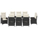 Set de masă pentru grădină cu pernă 9 pcs Negru poliratan - WALTI WALTI