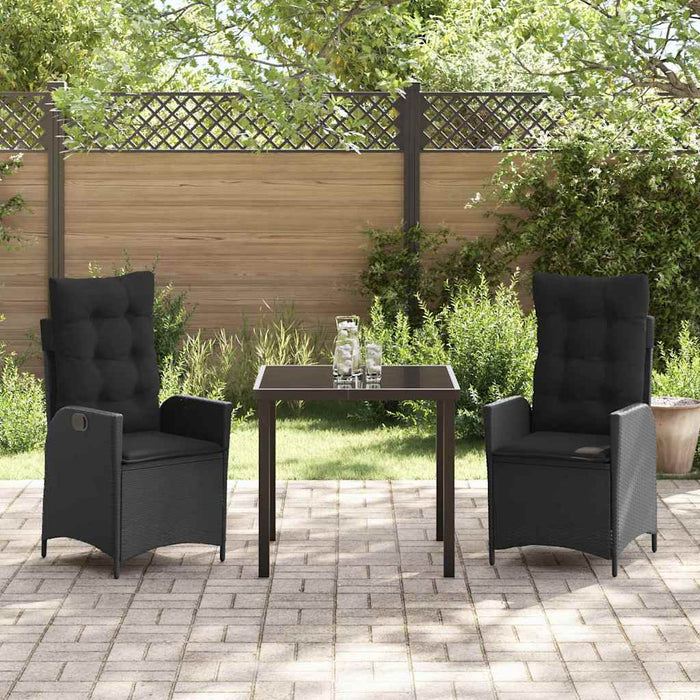 Set de masă pentru grădină 3 pcs Negru poliratan - WALTI WALTI