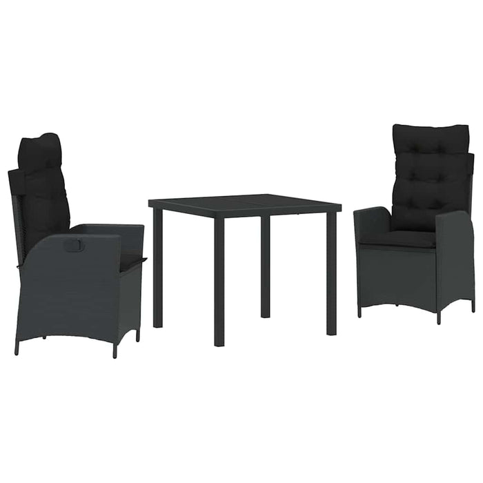 Set de masă pentru grădină 3 pcs Negru poliratan - WALTI WALTI