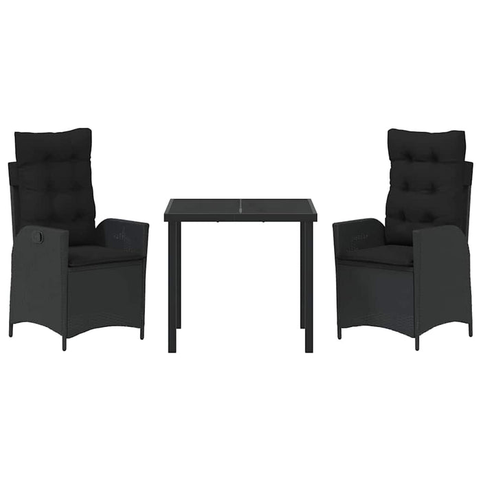 Set de masă pentru grădină 3 pcs Negru poliratan - WALTI WALTI