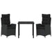 Set de masă pentru grădină 3 pcs Negru poliratan - WALTI WALTI