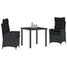 Set de masă pentru grădină 3 pcs Negru poliratan - WALTI WALTI