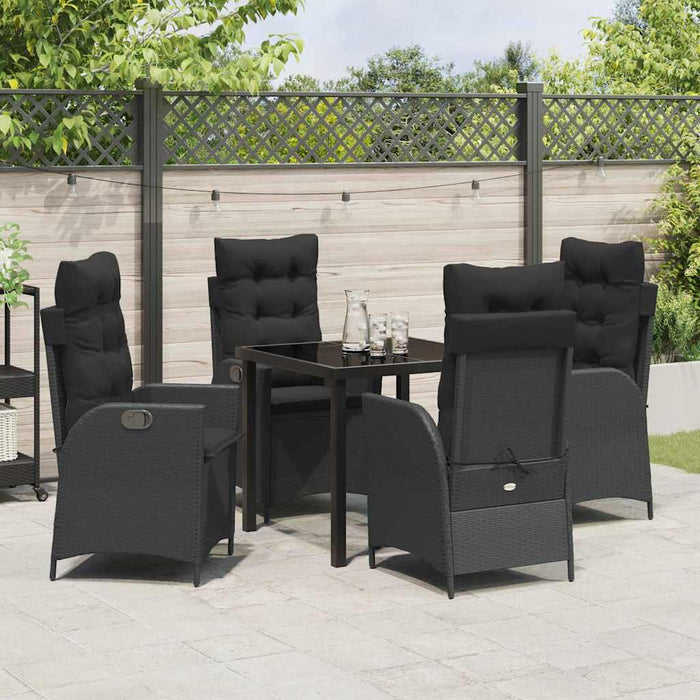 Set de masă pentru grădină 5 pcs Negru poliratan - WALTI WALTI