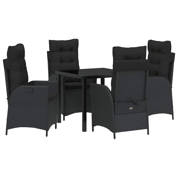 Set de masă pentru grădină 5 pcs Negru poliratan - WALTI WALTI