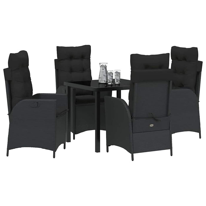 Set de masă pentru grădină 5 pcs Negru poliratan - WALTI WALTI
