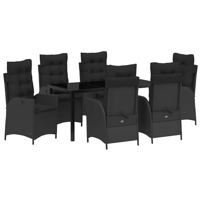 Set de masă pentru grădină cu pernă 7 pcs Negru poliratan - WALTI WALTI