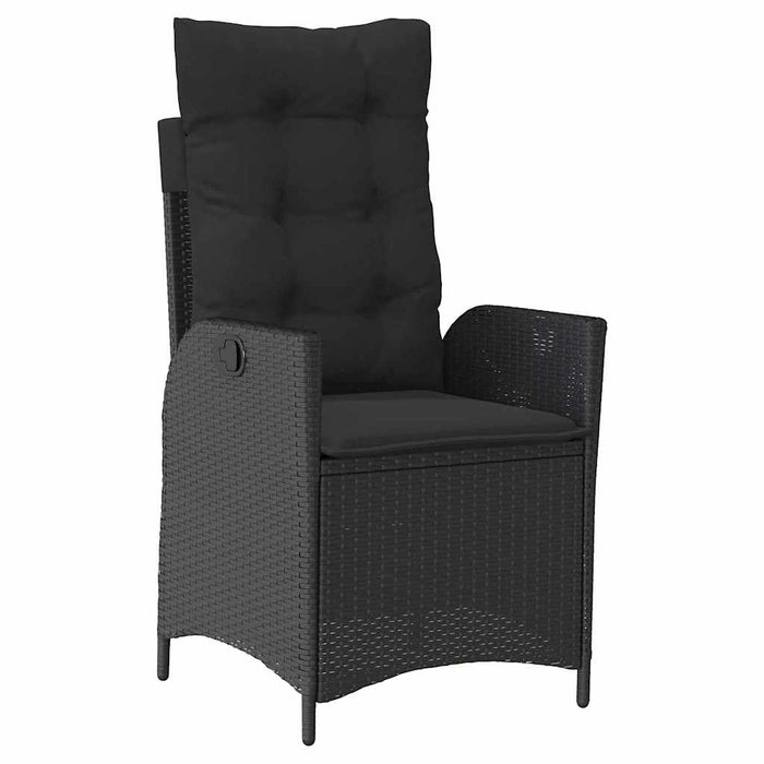 Set de masă pentru grădină cu pernă 7 pcs Negru poliratan - WALTI WALTI