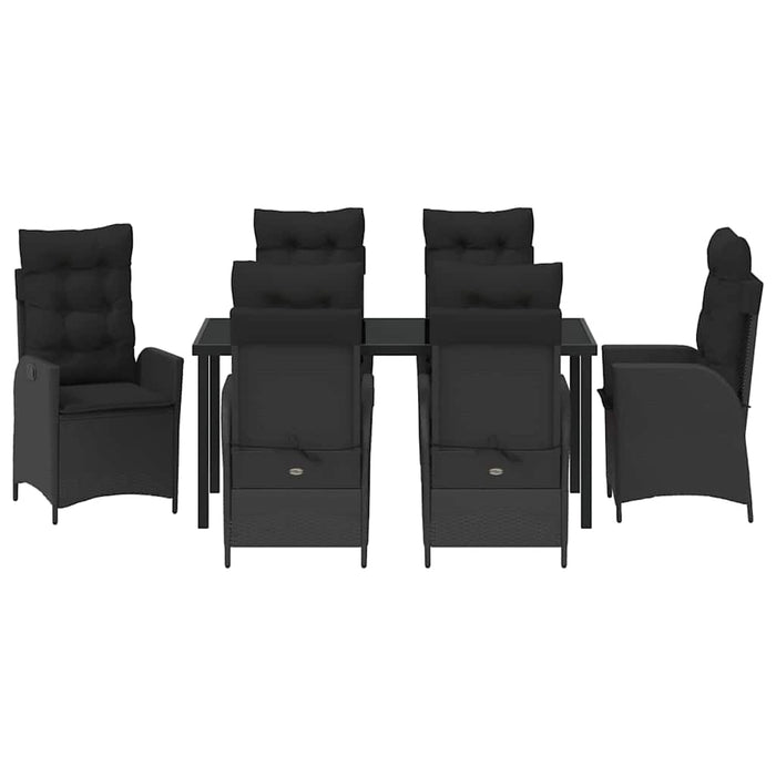 Set de masă pentru grădină cu pernă 7 pcs Negru poliratan - WALTI WALTI