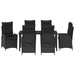 Set de masă pentru grădină cu pernă 7 pcs Negru poliratan - WALTI WALTI