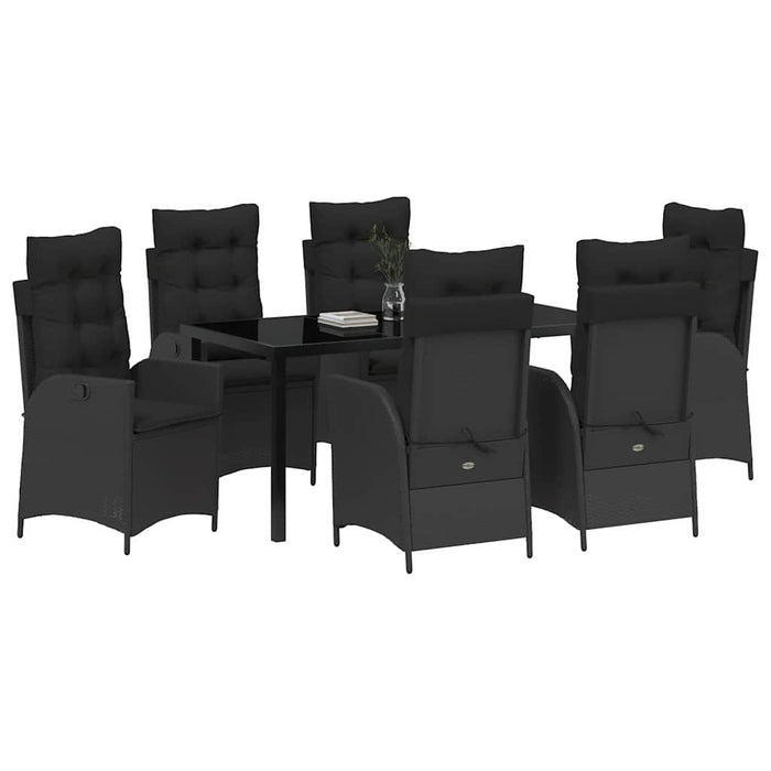Set de masă pentru grădină cu pernă 7 pcs Negru poliratan - WALTI WALTI