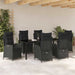 Set de masă pentru grădină cu pernă 7 pcs Negru poliratan - WALTI WALTI