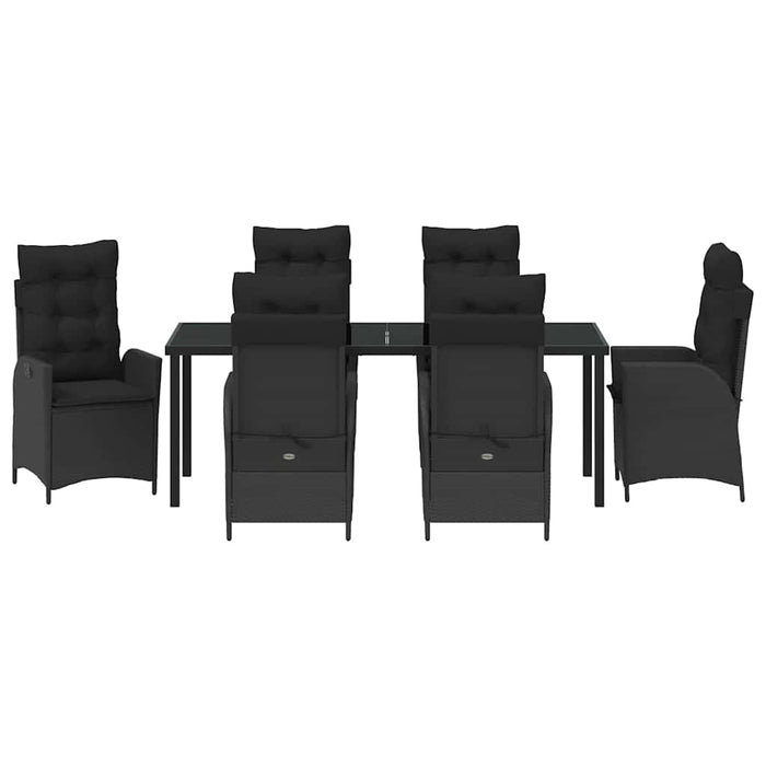 Set de masă pentru grădină cu pernă 7 pcs Negru poliratan - WALTI WALTI